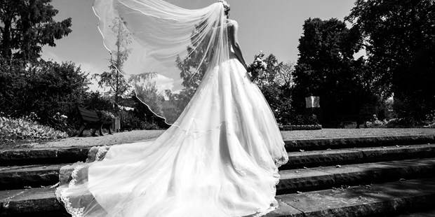 Hochzeitsfotos - Berufsfotograf - Bayern - Brautkleid mit Schleier - Ralf Milde