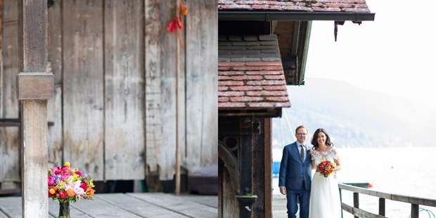 Hochzeitsfotos - Videografie buchbar - Gmünd (Gmünd) - Hochzeiten am See sind immer fesch! Der Attersee zwar saukalt, aber wunderschön. - Ben & Mari - fotografieren Hochzeiten